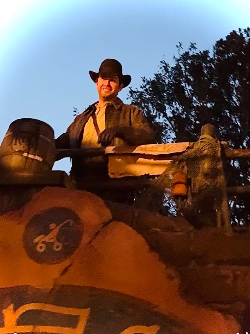 Indiana Jones cheering runners at Disneyland 10K